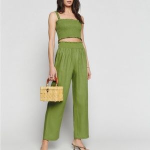 NWT Reformation Vera Linen Two Piece - Avocado